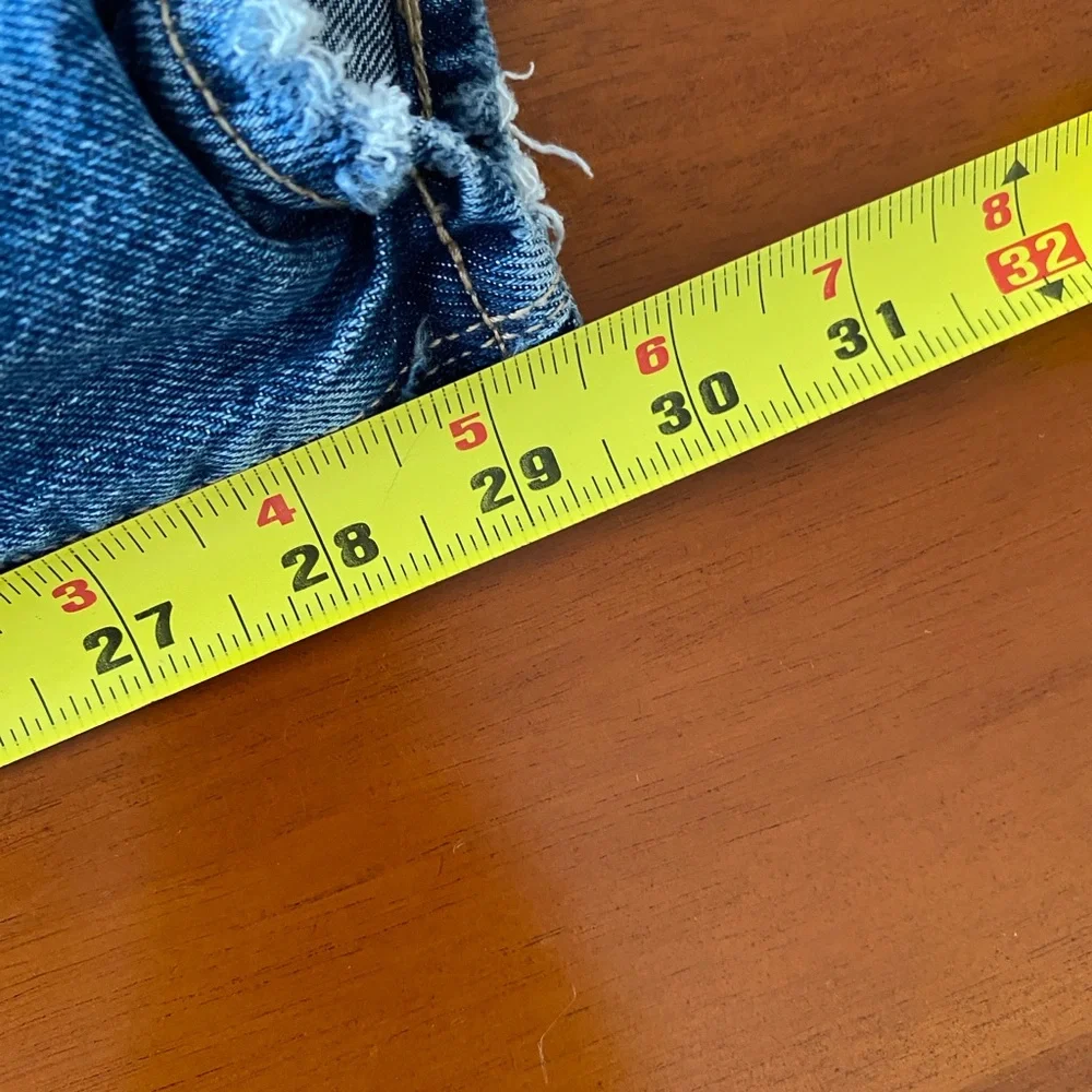 American Eagle | Medium-Wash Denim Super High-Rise Stretch Straight Jeans Sz 10 - Picture 15 of 16